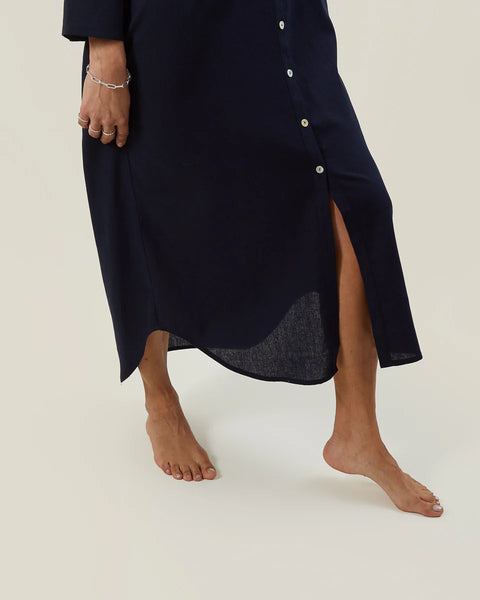 CHALK MAYA DRESS | NAVY