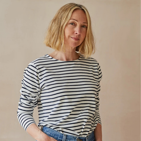 CHALK FLEUR TOP | NAVY STRIPE