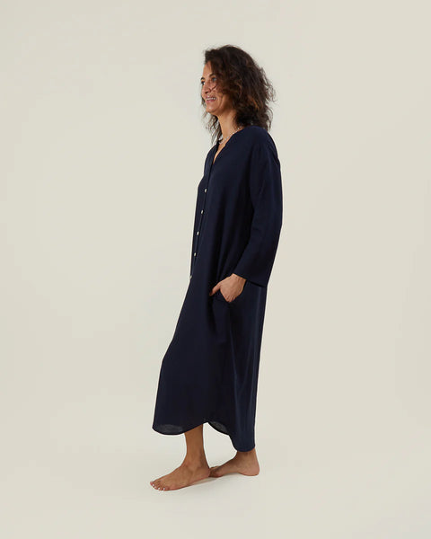 CHALK MAYA DRESS | NAVY