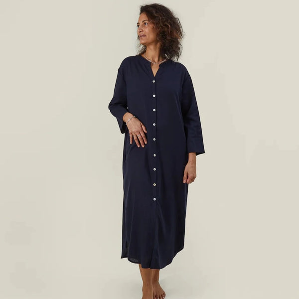 CHALK MAYA DRESS | NAVY