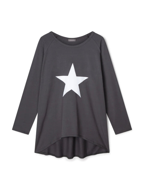 CHALK ROBYN TOP | CHARCOAL | WHITE STAR