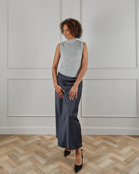 CHALK MAEVE SKIRT | GUN METAL