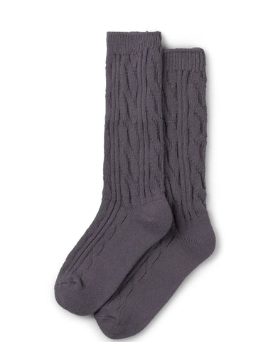 CHALK COSY SOCKS | CABLE KNIT | CHARCOAL